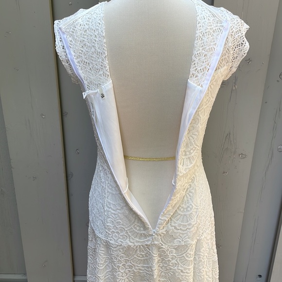 NY Collection Petite Lace Capped Sleeve Midi A-Line Dress Size PM - Picture 11 of 11